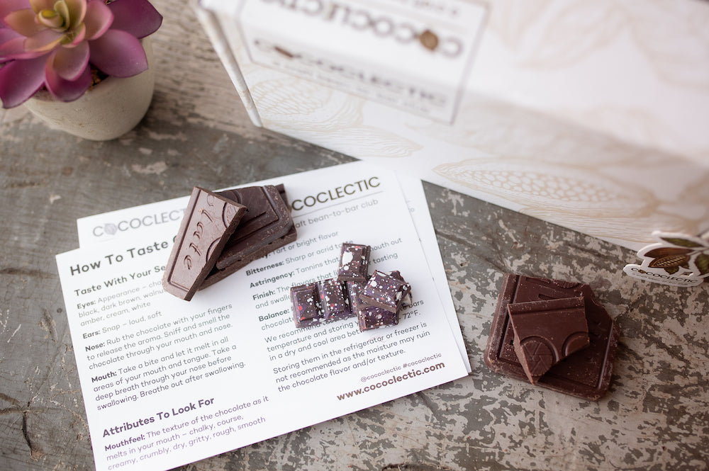 chocolate bite size pieces on the table